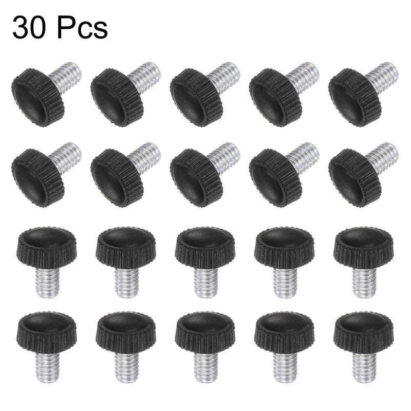 [Australia - AusPower] - uxcell 30pcs M6 x 9mm Male Thread Knurled Knobs, Thumb Screw Clamping Knobs Grip Plastic Handle Hand Knobs with Threaded Stud, Black 