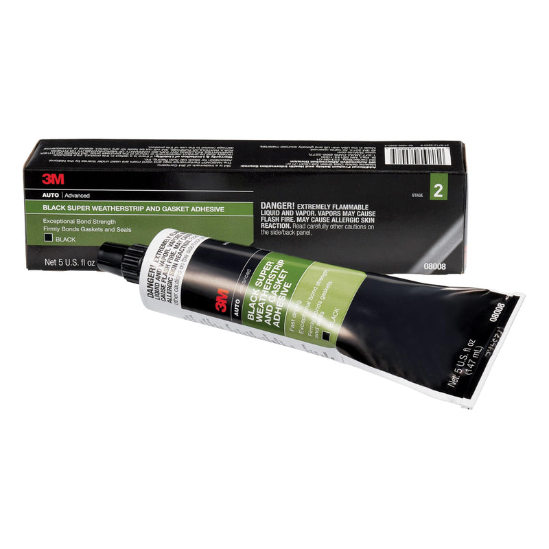 3M Black Super Weatherstrip and Gasket Adhesive, 08008, 5 fl oz, 1 Per Pack 5 fl. oz.