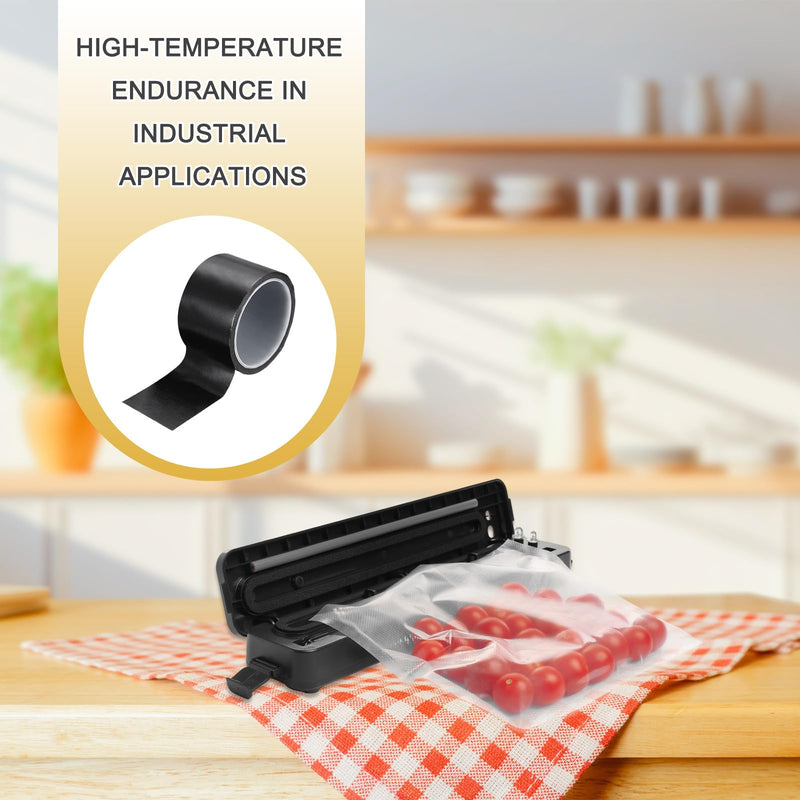 PATIKIL High Temperature PTFE Tape 2-3/8 Inch x 33 Feet, PTFE Coated Fiberglass Adhesive Tape for Vacuum Sealer Machines Hand-Impulse Sealers Insulation, Black