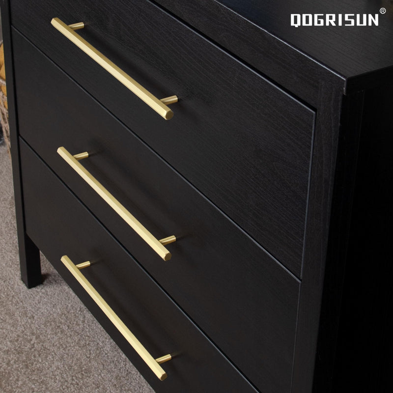 QOGRISUN 2-Pack Solid Brass Cabinet Pulls Hexagon Drawer Handles,8-3/4-Inch Hole Center, Suitable for Kitchen Bathroom Dresser Cupboard Hardware, 11-Inch Total Length, Brushed Finish 8-3/4-Inch (224mm) Hole Centers