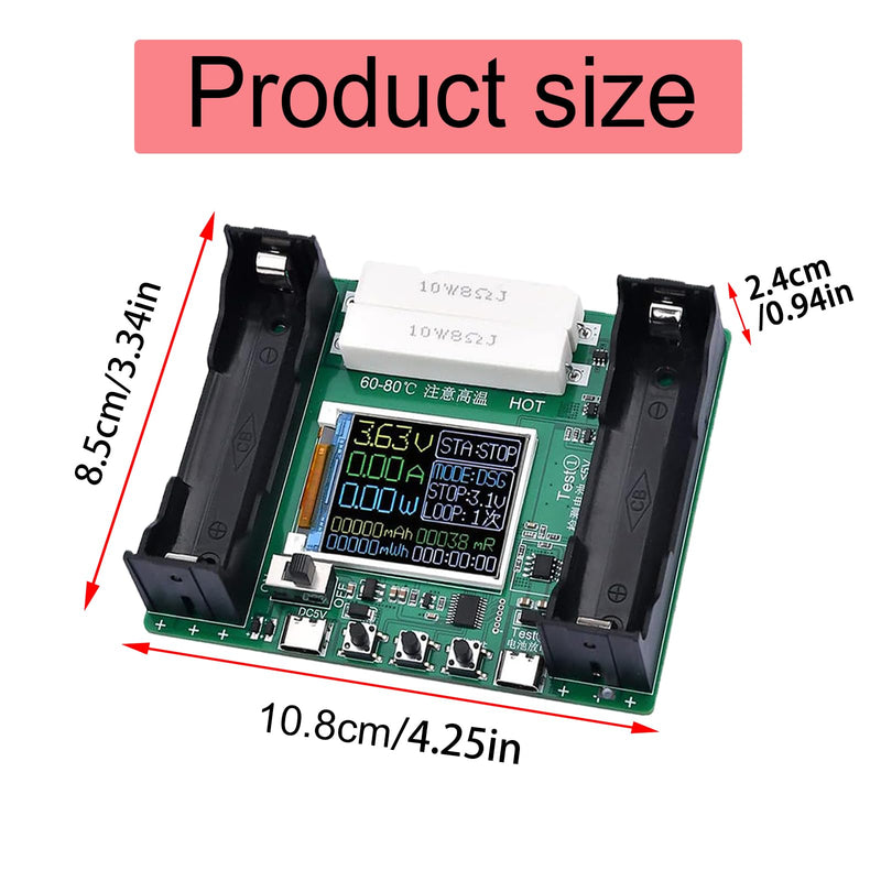 [Australia - AusPower] - DC 5V/18650 Batteriekapazitätstester-Modul Batterie-Innenwiderstandstester mit LCD-Display für Lithiumbatterie Typ-C 