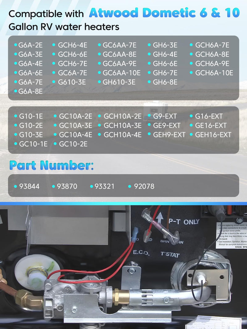 [Australia - AusPower] - 93844 RV Water Heater Gas Valve Solenoid Compatible with Atwood Dometic 6 & 10 Gallon Direct Spark Ignition Water Heaters G6A-4E G6A-8E GCH6-4E GC10A-4E GCH6A-10E G10-3E Replace# 93321 93870 92078 