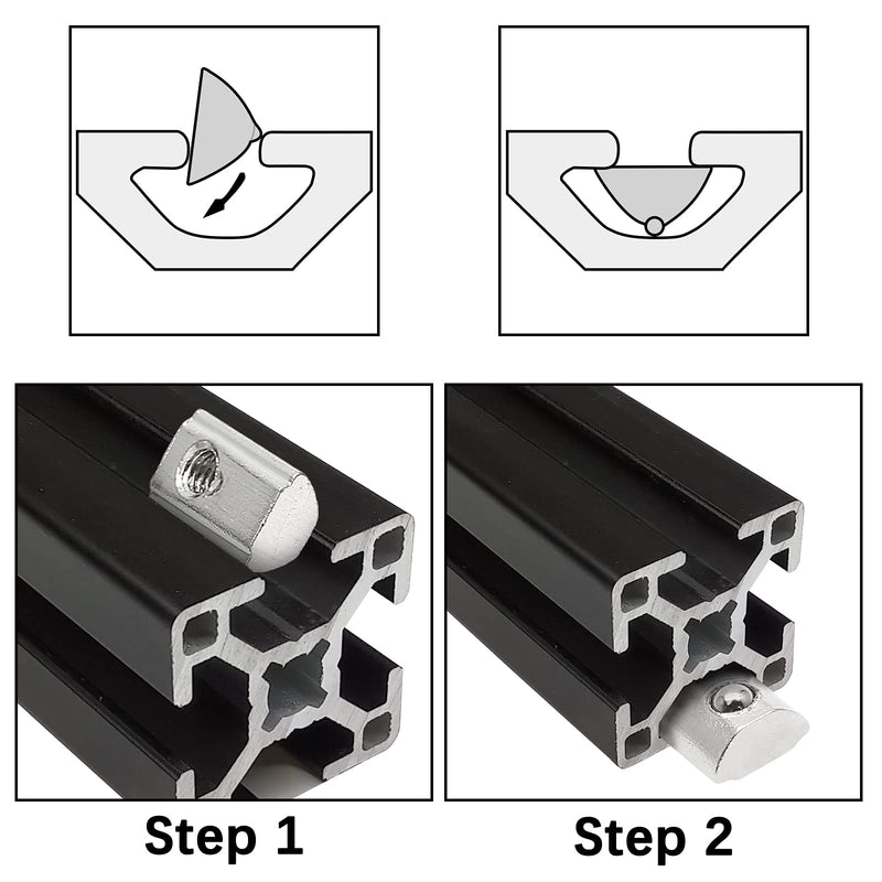 [Australia - AusPower] - 50 Pcs 2020 Series M5 Half Round Roll in Spring T Nuts, Roll in Spring Loaded T Nut for European Standard 20 Series 6mm T-Slot Aluminum Extrusion Profile 20S-M5 50Pcs 