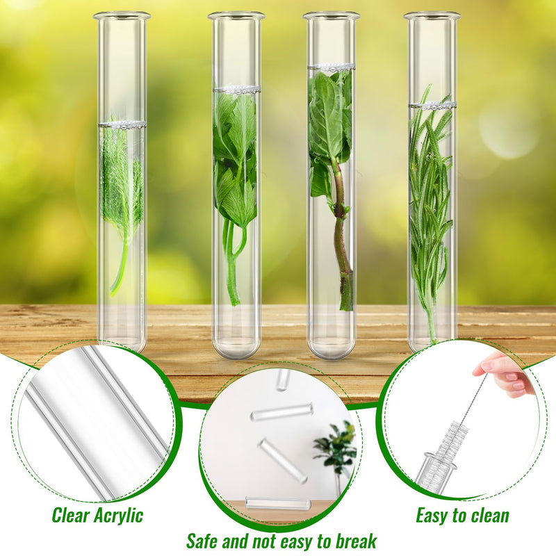 32 pcs Clear Plant Propagation Tubes 20ml Plastic Test Tubes for Scientific Experiments Sample Testing, Round Bottom Test Tube for Home Office Desktop Decoration Bead Party Candy Storage 32