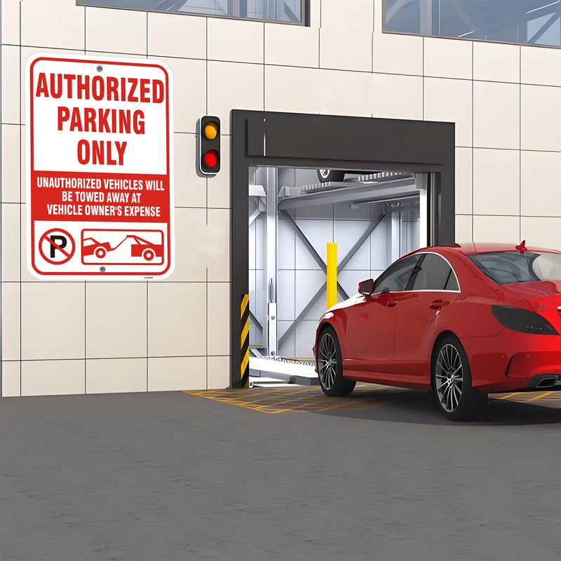 2 Pack Authorized Parking Only Signs - Unauthorized Towed At Owner's Expense.18x12 Inch Reflective Rust-Free Aluminum, Weatherproof & UV Protected, Easy to Mount for Business & Property Use