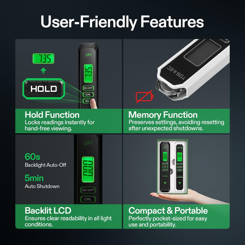 [Australia - AusPower] - VIVOSUN Digital pH and TDS Meter Kits and Soil Tester, 3-in-1 Plant Moisture Meter Light and PH Tester for Home, Garden, Lawn, Farm, Indoor and Outdoor Use, Promote Plants Healthy Growth 