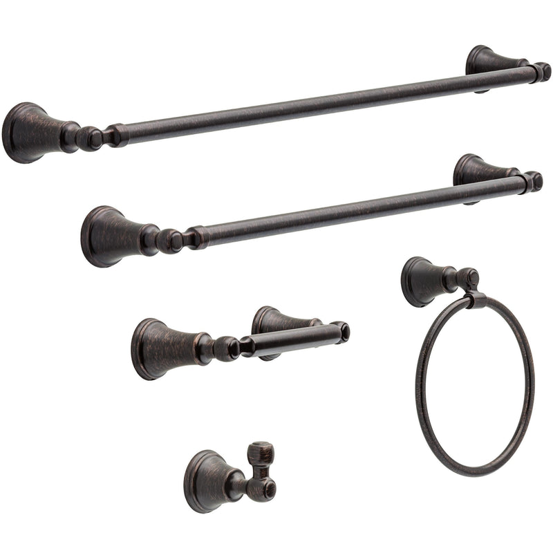 Delta Woodhurst (1-Pack) Hand Towel Holder Venetian Bronze Towel Racks for Bathroom Wall Round Towel Ring Holder for Bath Towel Hanger for Kitchen, Bathroom Accessories 73246-RB 18.111 square inches