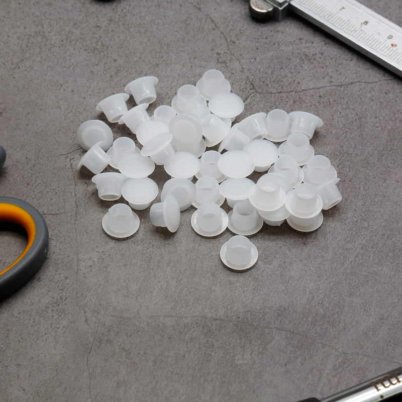 [Australia - AusPower] - 100PCS 8mm (5/16") White Plastic Plugs Hole Plugs Plastic Flush Type Hole Plugs Snap in Locking Hole Tube for Holes Cabinet Hole Plugs (White) 100pcs 