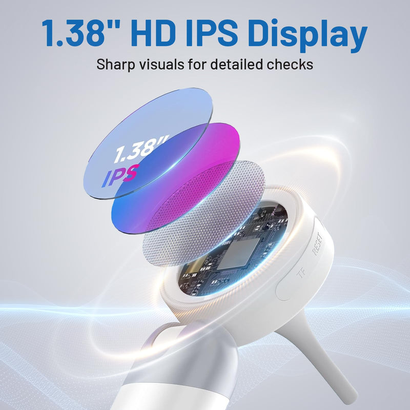 [Australia - AusPower] - Professional HD Ear Camera Kit - 1080P Rotating Screen Ear Viewer with 4 LED Lights, 12 Silicone Tips & PC Connection | Portable Home Ear Inspection Tool for Family, Pets & Nursing Students 