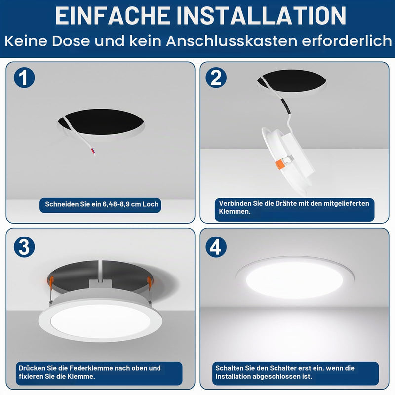 ChangM LED Recessed Spotlight 230 V Alexa Smart LED Spot Dimmable with App Bluetooth Ceiling Spotlights Flat 8 W IP44 3 Inch Ceiling Light Warm White to Cool White 2700 K - 6000 K Recessed Lights Set of 8 8w Ø68-85mm-8 Pack