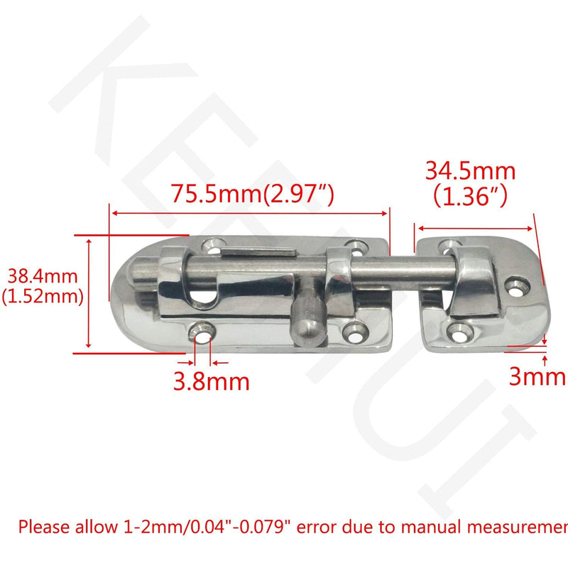 Marine 316 Stainless Steel Heavy Duty 4-3/8 Inch Locker Latch Slide Barrel Bolt for Marine Boat Window/Door/Hatch/Cabinet