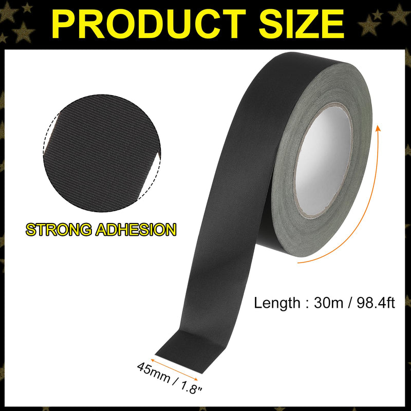 MECCANIXITY Insulating Acetate Cloth Adhesive Tape, 1.8in x 98ft Black Electrical Heat Resistant Fabric Tape with Paper for Laptop Electric Automotive Guitar Repair Wire Harness, 2Pcs 2