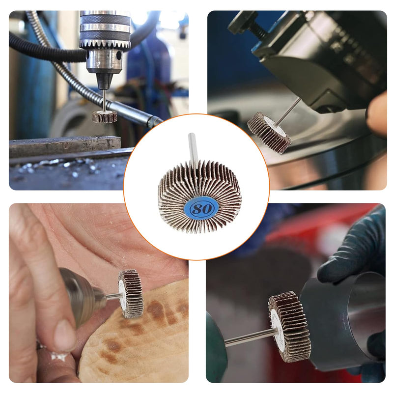 [Australia - AusPower] - Pack of 20 Flap Grinder Abrasive Polishing Wheels 80 Grit Polishing Disc Slat Grinder Sanding Fan Polishing Accessories for Cordless Screwdriver Dremel Rotary Tools 