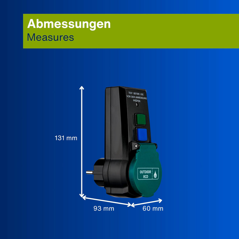 REV Ritter 0515494555 RCD Safety Adapter 16 A 0,03 A Black | Socket adapter with integrated FI protection, quick release 30 ms, for more safety FI Adapter