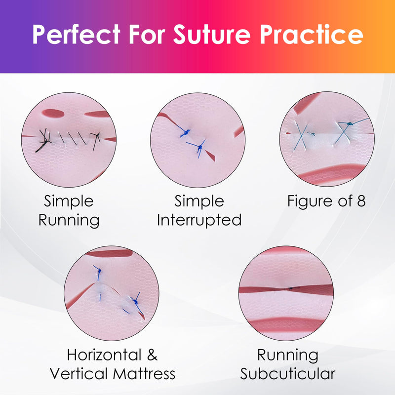 [Australia - AusPower] - Suture Practice Kit + Suturing Course for Medical Students, Silicone Suture Pad, 14 Pre-Cut Wounds, Tools & Sutures, Stitching Kit De Sutura Nurse Vet Supplies Med School Essentials 