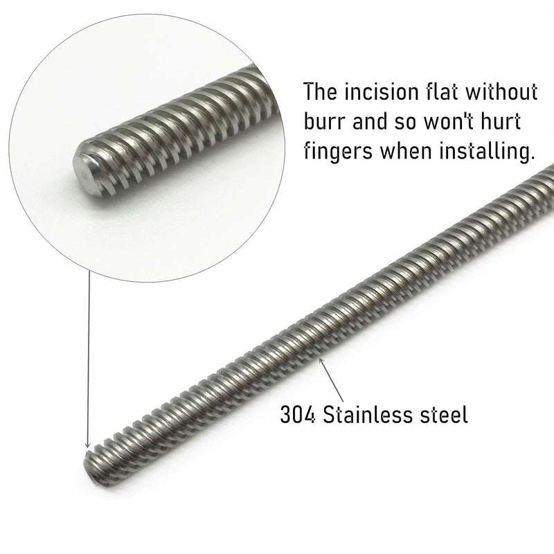 2PCS 500mm（19.69 Inches）Tr8x8 Lead Screw with T8 Brass Nut (Acme Thread, 2mm Pitch, 4 Starts, 8mm Lead) for LCD DLP SLA 3D Printer Z Axis and CNC Machine 2pcs Tr8X8