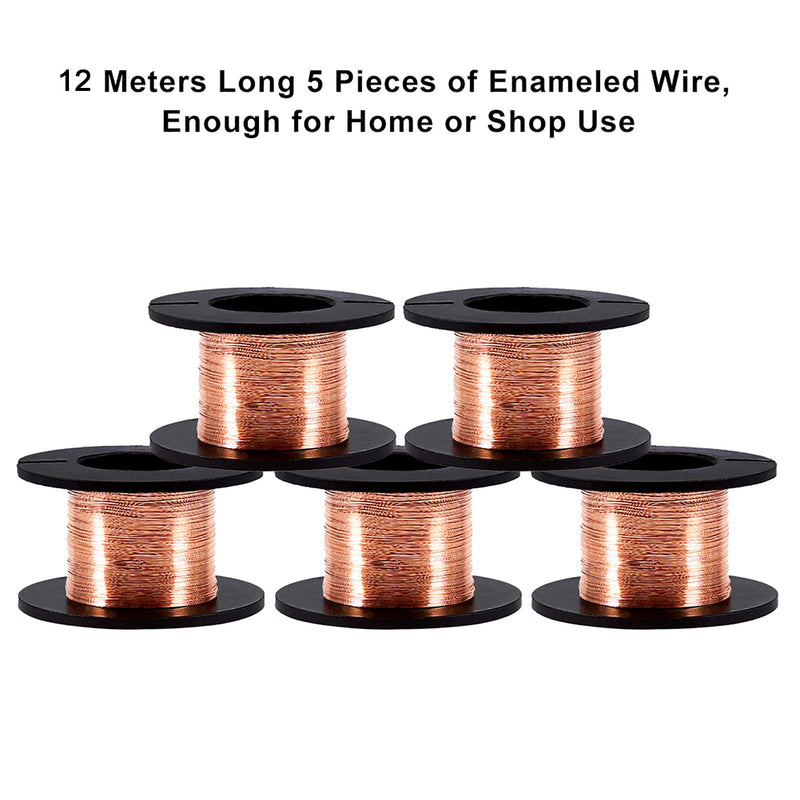 [Australia - AusPower] - 0.1mm Copper Wire, 5PCS Enameled Jumper Wire Enamele Magnet Winding Electrical Conductivity Insulation Enamelled Repair Line Connecting Precision Motherboard Soldering Transformer Inductors 