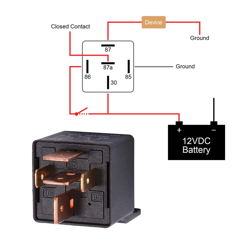 [Australia - AusPower] - EHDIS 5 Packs Car Relay with Harness Truck Motor Heavy Duty 5-Pin 80A 12V On/Off Normally Open SPDT Relay Socket Plug 5 JD2912-1Z-12VDC 80A 14VDC 