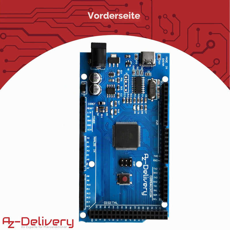 AZDelivery 1 x AZ-MEGA2560 Board Microcontroller with USB-C Connection Development Board Compatible with Arduino Includes E-Book 1x
