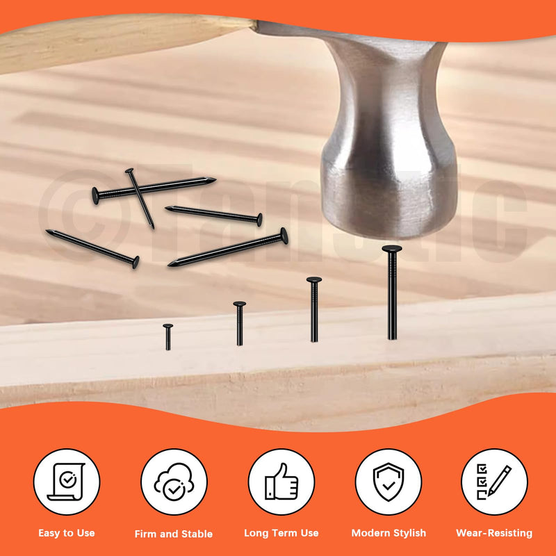 [Australia - AusPower] - Tanstic 500Pcs 4 Sizes Hardware Nails Assortment Kit Finishing Nails Nails for Hanging Pictures Small Nails Wall Nails for Picture Hanging Woodworking(Black) Black 