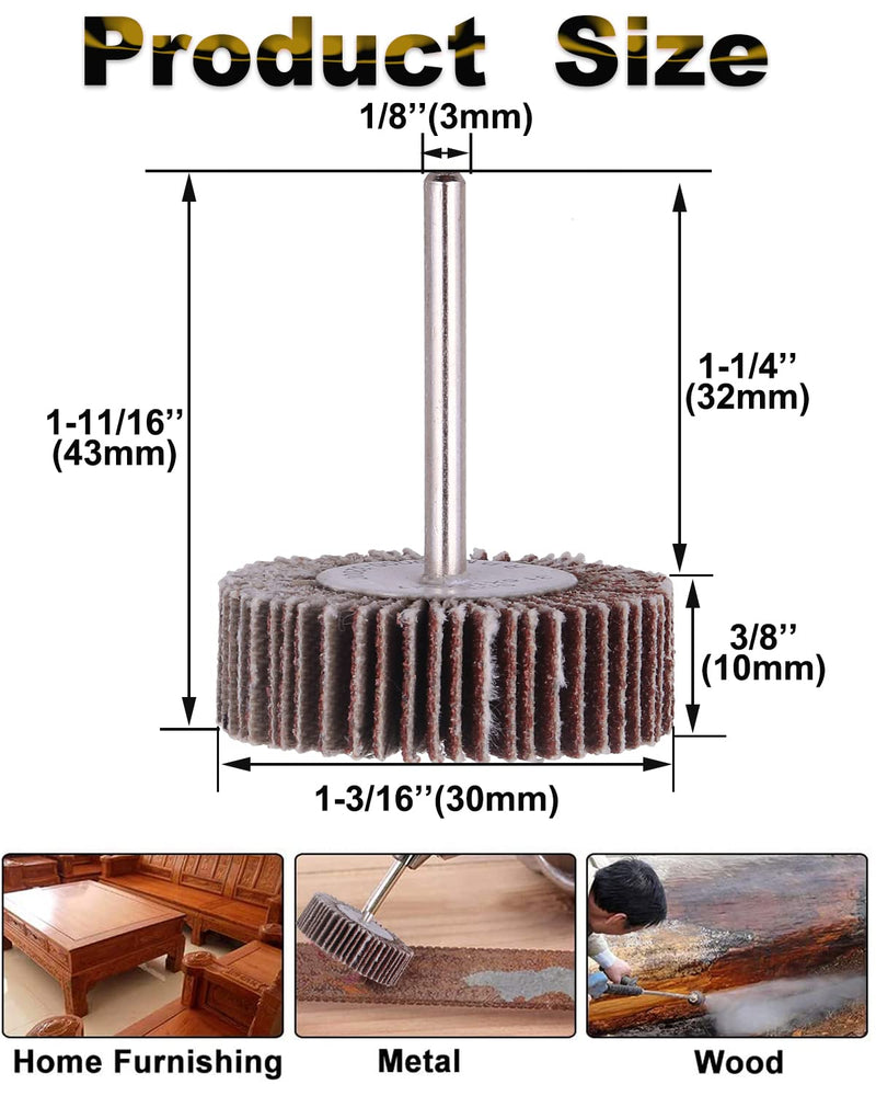[Australia - AusPower] - Rocaris 10 Pack Flap Wheel, 120 Grit for Rotary Tools?1/8 inch Shank (32X10X3) 