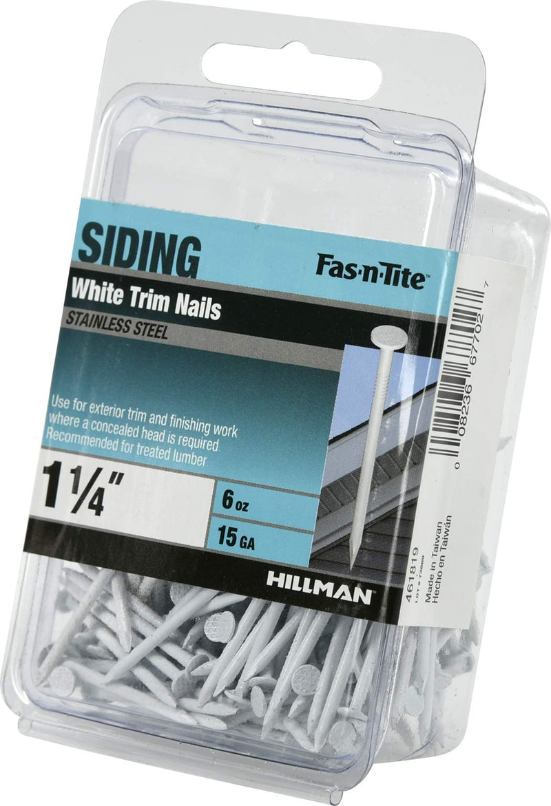 [Australia - AusPower] - 461819 White Painted Stainless Steel Trim Nails, 1-1/4", 6 oz. Pack 