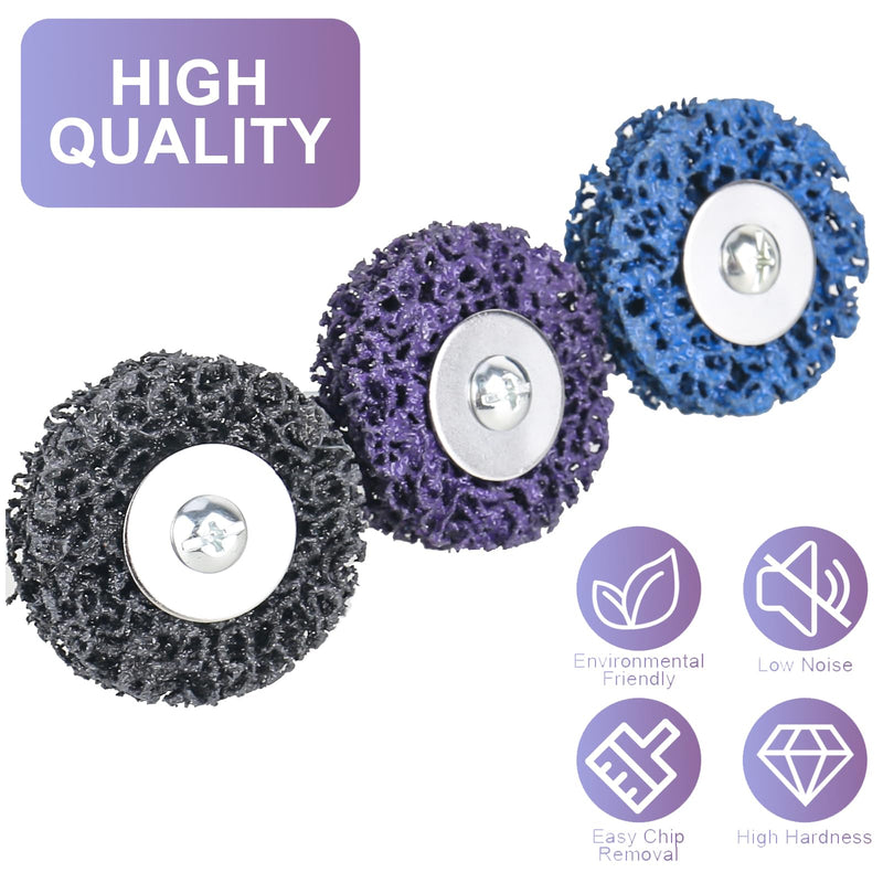 [Australia - AusPower] - CSD Disc, 50 mm, 9 Pieces, CBS Cleaning Disc, Coarse Cleaning Disc, CBS Grinding Disc Set, Sanding Discs for Angle Grinders (3 Black, 3 Blue, 3 Purple) 