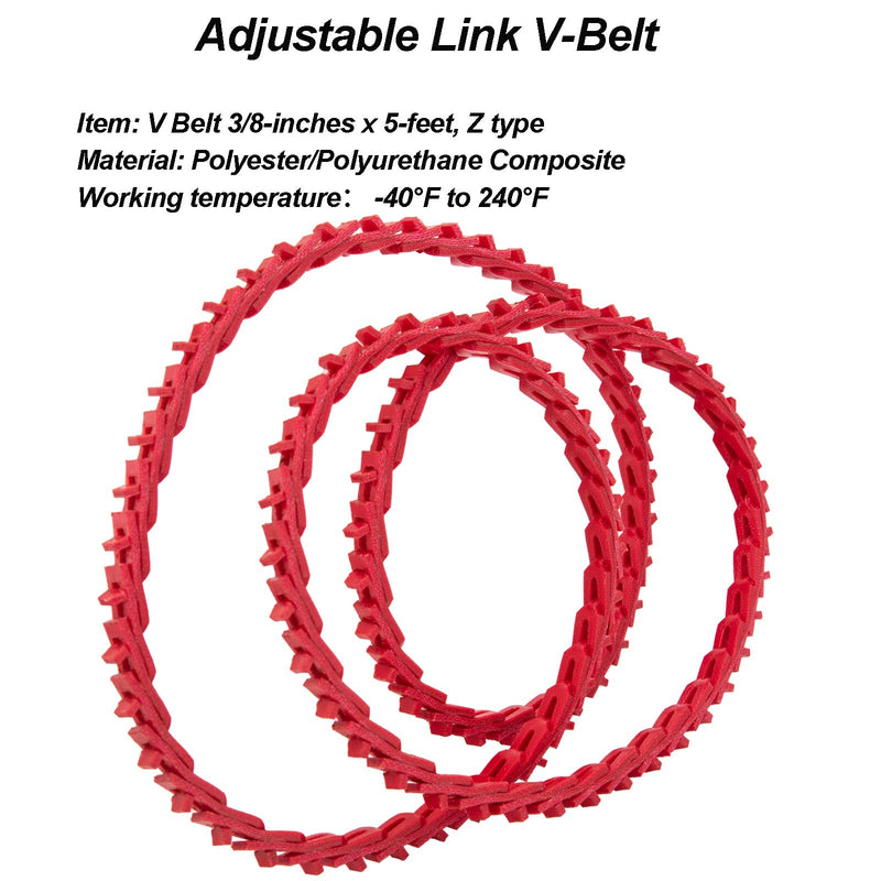 [Australia - AusPower] - Link V Belt, 3/8" Power Twist V Belt 5 Feet, 3/8 Inch Link Belt Type Z, Adjustable Link V-Belt Drive Belt for Lathes, Drill Press, Table Saws, Sewing Machine by KAKO 
