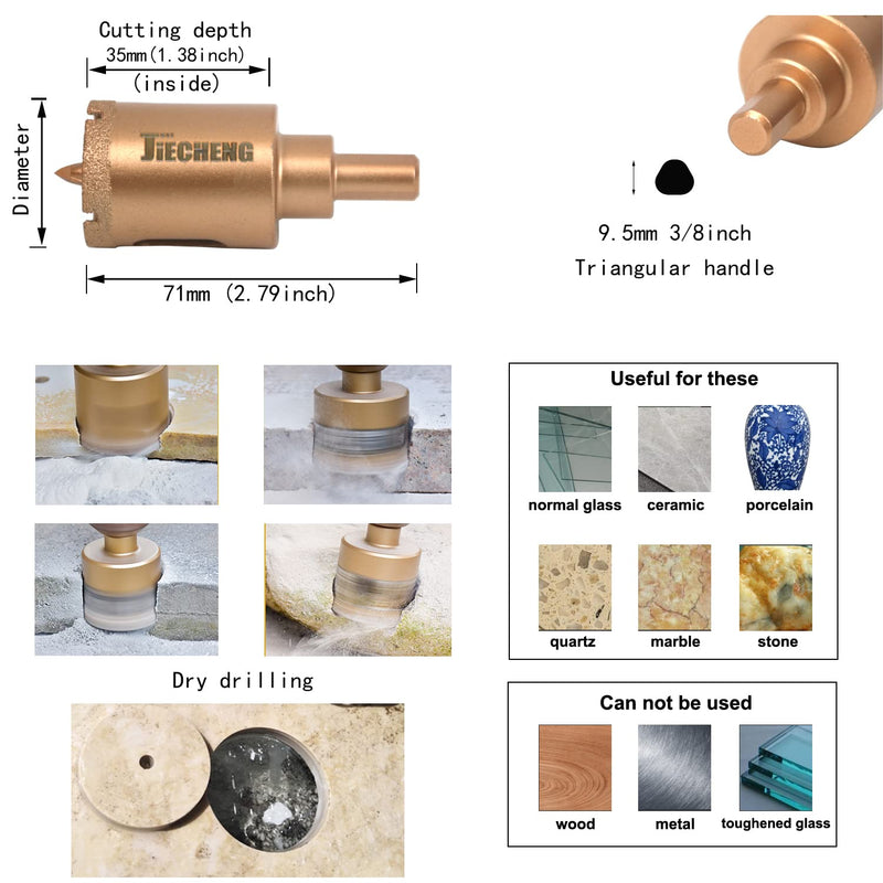[Australia - AusPower] - Brazed Diamond 1 inch Hole Saw with Center Drill Bit for Ceramic,Porcelain,Tile,Glass,Granite Quartz,Marble,Gemstone,Dry Drilling 25mm 25mm(1") 