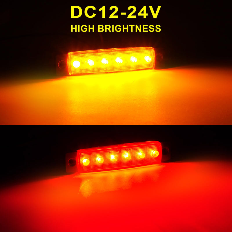 [Australia - AusPower] - 40 Pack 6 LED Trailer Marker Light, DC12-24V Clearance Side Indicator Lamp for RV Camper Truck Van Caravan Boat - Amber, Red 