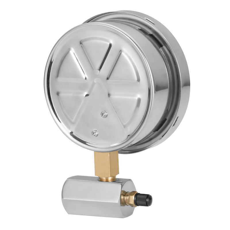 [Australia - AusPower] - 4" Gas Test Pressure Gauge 15 Pound, 15 PSI / 30 InHg, 3/4” FNPT Con, Stainless Steel Case, Accuracy 1%, Red Pointer Pressure Memory, Chrome Plated Steel Body Assembly 
