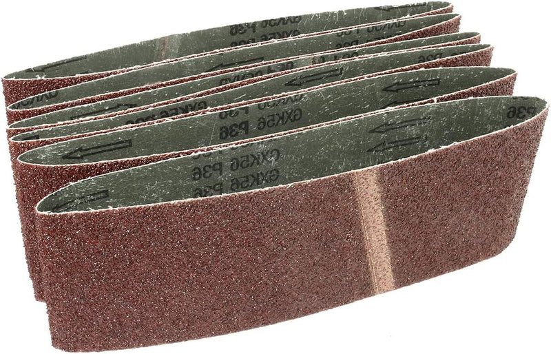 [Australia - AusPower] - 4 x 24 Inch Aluminum Oxide Sanding Belt for Belt Sander 36 Grit 6pcs (Red or Black Random) 36 Grits(6pcs) 