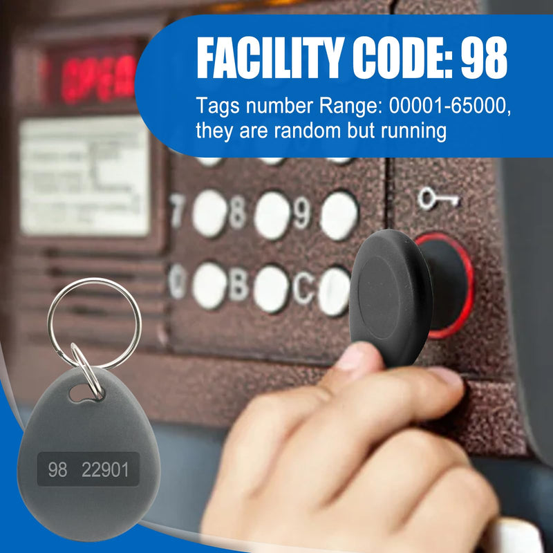 [Australia - AusPower] - 100pcs 26 bit Prox Keyfobs Proximity Fob Frequency 125KHZ HI-D Fit for Prox Key ISOProx 1386 1346 1386 1326 H10301 Format Card Readers & Vast Majority of Access Control Systems,Grey 