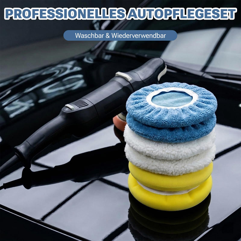 6 Piece Polishing Hood Set, 220 mm - 250 mm Lambswool Polishing Hoods, Soft Microfibre Polishing Hood, Angle Grinder Polishing Hood for Car, Car Headlights, Cork Floors etc | Weiche Mikrofaser Polierhaube 3 Materialien × 2 Stück, Winkelschleifer Polier...