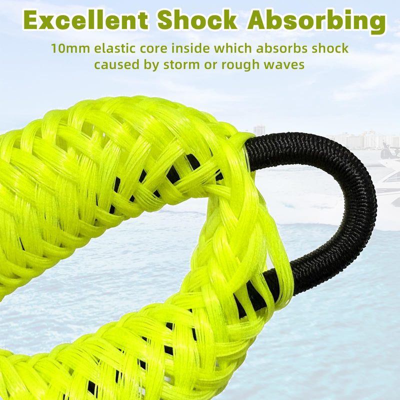 Bungee Dock Line for Boats 4FT, Stretchable Boat Dock Lines with Built-in Bungee Cord & Foam Floats, Quick Dock Rope for Jet Ski Pontoon Kayak PWC,Boat Docking Line 2 Pack (Yellow) Yellow 2P 1