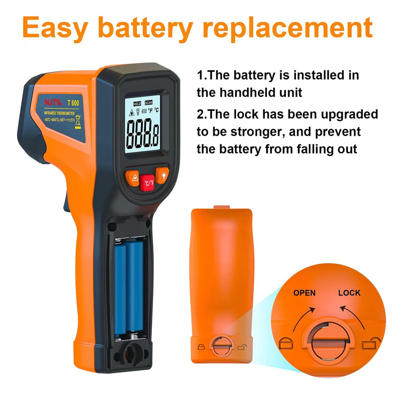 [Australia - AusPower] - Upgrade 2023 Laser Infrared Thermometer Non-Contact Digital Temperature Gun, -58??1112?(-50??600?) IR Thermometer for Industrial, Kitchen Cooking, Automotive, HVAC (Not for Human Body Temp) T600 