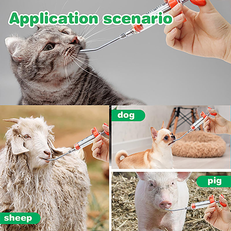 [Australia - AusPower] - 2 Pieces Goat Syringe with 4 Drench Nozzle Adjustable Dosage ,Reusable Drench Syringe for Sheep ,Dog,Goat,Pig, Cat Feeding Supplies(20ML) 