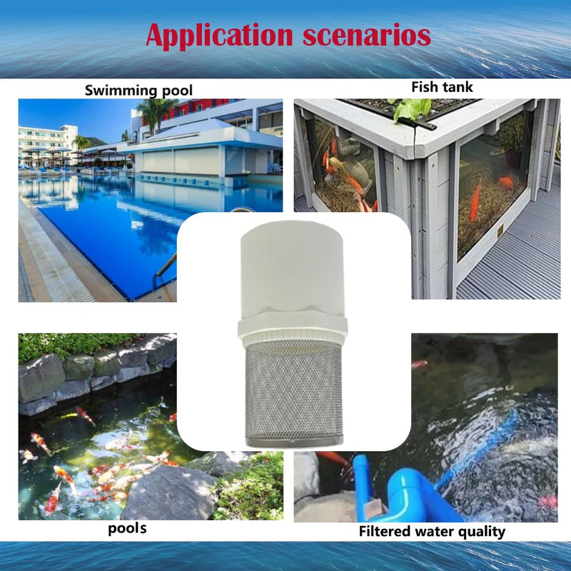 [Australia - AusPower] - DN40 inch Suction Strainers Stainless Steel Filter Cover Connected to 1.5" DN40 PVC Water Pipe Used to Remove Debris and Reduce Solid Entry，Koi Pond Filtration System. 1.5inch 