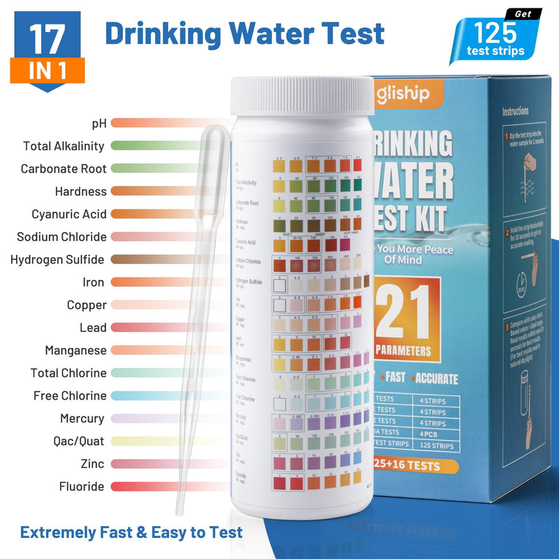 [Australia - AusPower] - 2025 All-New 21 in 1 Water Testing Kits for Drinking Water - gliship Accurate Water Test Kit for Tap, Pond, House, Well, Home, Pool Test Strips for PH, Lead, Chlorine, Hardness, Bacteria & More 