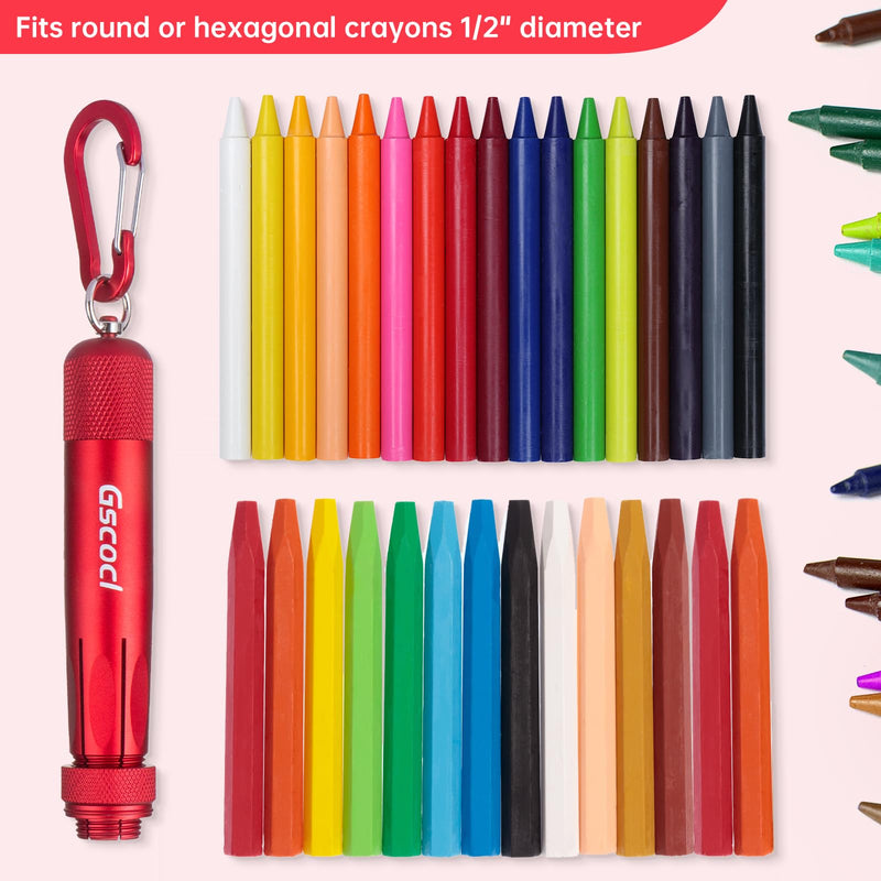 Aluminum Lumber Crayon Holder, 1/2 in Crayons, Red 2 Pack | Fits 1/2 in round or hex crayons with adjustable knob and grip handle for carpenter and construction marking Red-2