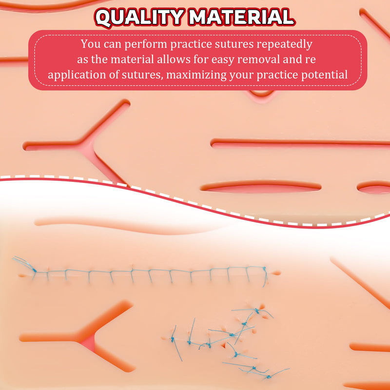 [Australia - AusPower] - 3 Pcs Suture Pad 3 Layer Suture Practice Pad with Wounds Suture Practice Kit, Hard to Rip, Tear or Break for Medical and Vet Students Veterinarian Nurses Training and Practice Classic Style 