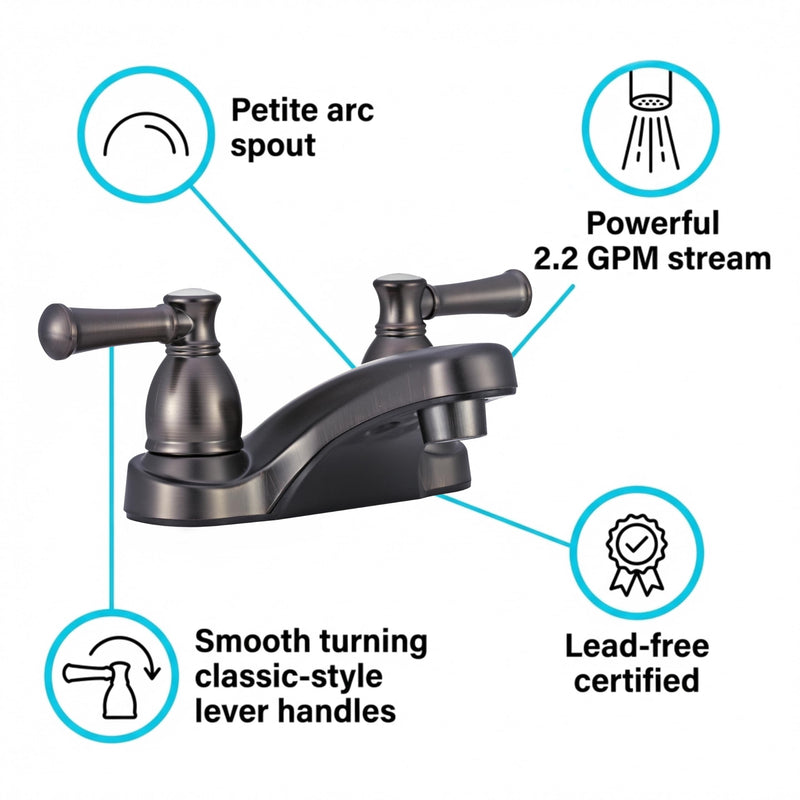 Dura Faucet DF-PL700L-VB RV Two Handle Bathroom Faucet (Venetian Bronze) | RV two handle bathroom sink faucet for campers, trailers, and motorhomes. Classic Hot/Cold Levers Venetian Bronze