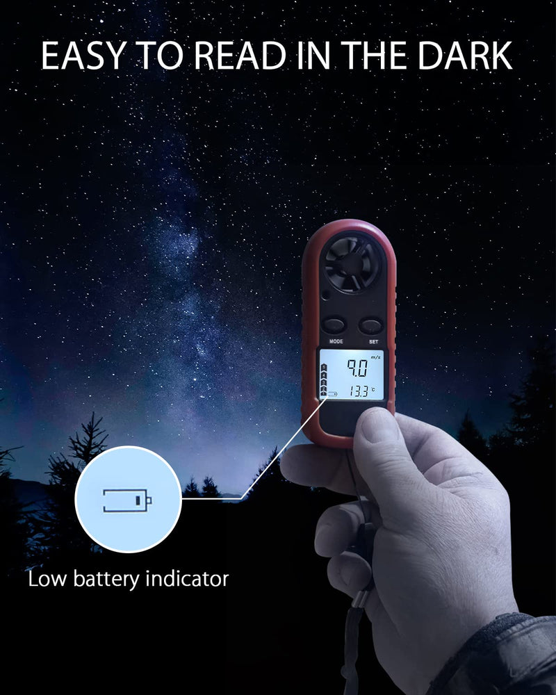[Australia - AusPower] - Wintact Anemometer Handheld Wind Speed Meter Digital Air Temperature Anemometer HVAC Velometer Wind Speed Meter Thermometer 