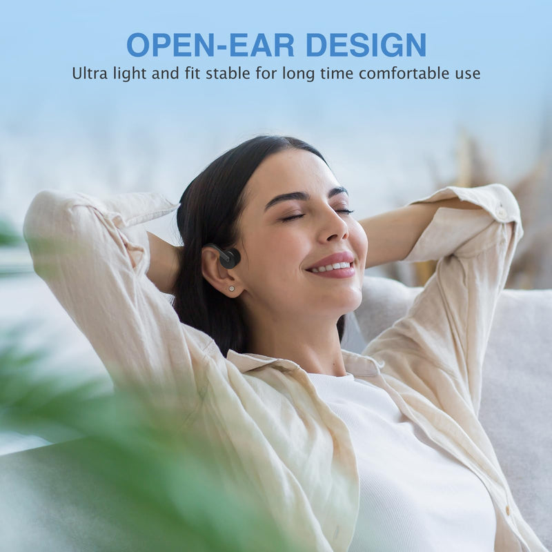 [Australia - AusPower] - Bone Conduction Headphones Wireless Headphones Bluetooth 5.3 Open Ear Headphones 10H Playtime Sports Earphones with Mic, IPX6 Waterproof Headset for Running,Cycling, Hiking, Driving Black 