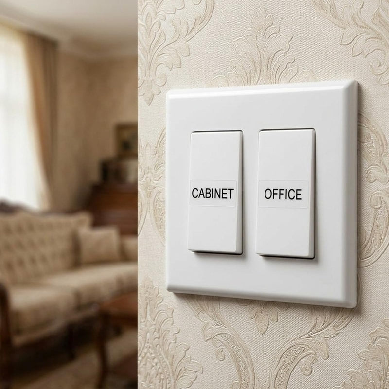 650 Pcs Light Switch Labels, Vinyl Rectangle Light Switch Stickers for Home & Office, Transparent PVC Switch Identification Labels, Easy Peel & Stick (10 Sheets)