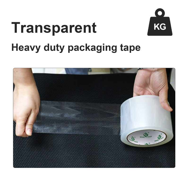 BOMEI PACK 3 inch Wide Clear Packing Tape, 3 inch x 55 Yards, Industrial Grade 3'' Heavy Duty Shipping Tape Refills for Box Office Moving, Packaging and Mailing