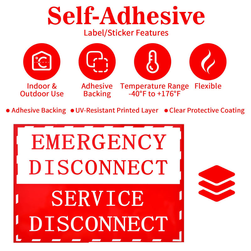 12PCS NEC Compliant Emergency Disconnect Sticker, 5x3.5 Inch Emergency-Disconnect Service-Disconnect Sticker, Notice Danger Labels for Electrical, Electrical Service Warning Sign for Indoor, Outdoor
