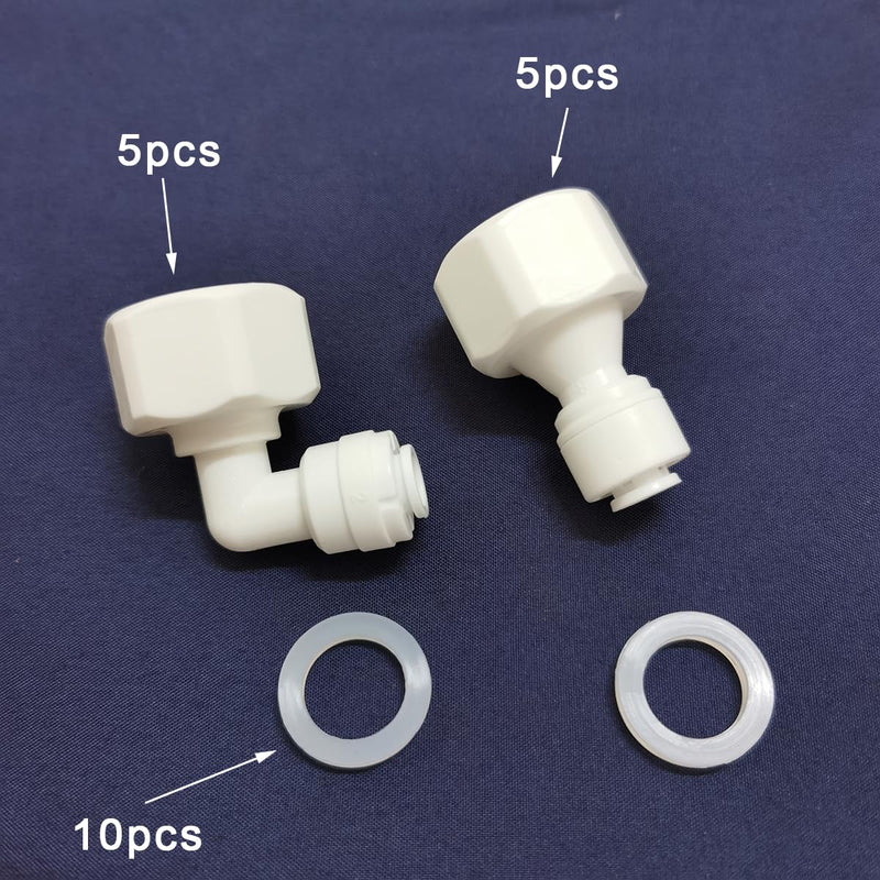 [Australia - AusPower] - MALIDA Quick Connector Female Thread Adapter Elbow and Straight Combination, 1/2 Inch Thread x 1/4 Inch Tube OD Push to Connect Fittings, for Water Filter purification systems.(pack of 10) 1/2"Female Thread x 1/4"OD 