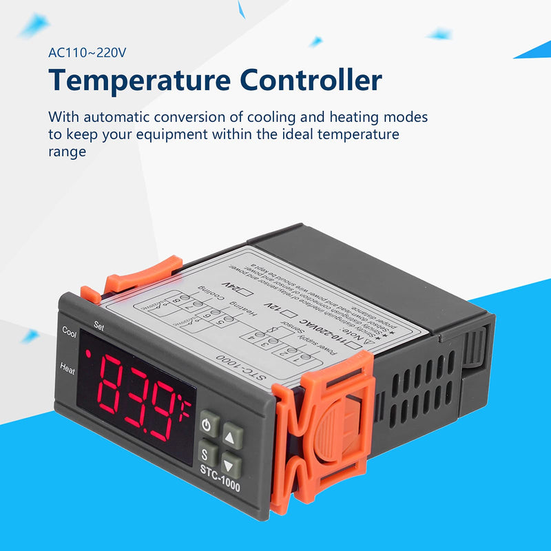 [Australia - AusPower] - Digital Temperature Controller, -1000 Cooling and Heating Temperature Controller Digital Thermostat with Sensor for Temperature Measurement Temperature Control (AC110~220V) AC110~220V 