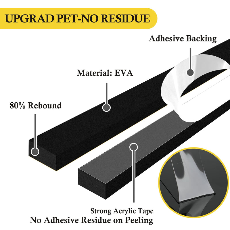fowong Air Conditioner Window Seal 1 Inch X 1 Inch, Thick AC Weather Stripping High Resilience Foam Sealing Tape Adhesive AC Window Seal Kit 6.5ft Long (6.5ft x 4 Rolls, Black) 1in * 1in * 4rolls